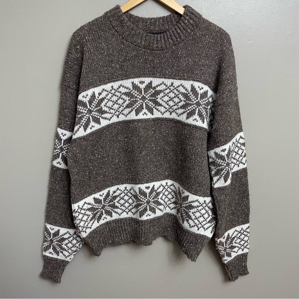 Vintage‎ Panache Knit Sweater XL snowflake wool Academia USA grandpa